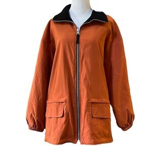 VINTAGE JLC OUTERWEAR JACKET WITH FLEECE LINING DARK ORANGE BLACK SIZE MEDIUM